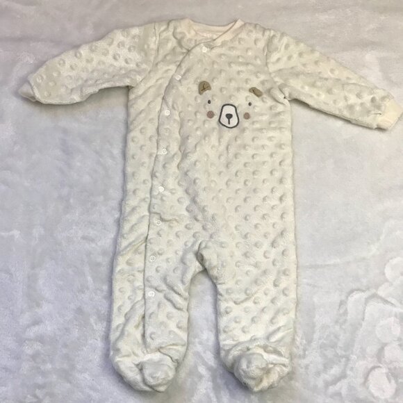 Kyle & Deena Embroidered Bear Face One Piece Footed Outfit Unisex Baby 6-9M - Picture 8 of 9
